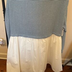 Striped Blue and White Tiered Womens one piece dress
